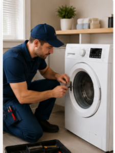 appliance repair services Abilene TX technician fixing washing machine refrigerator cleaning before after and happy customer