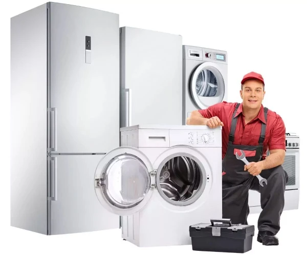 a man siiting with appliances 